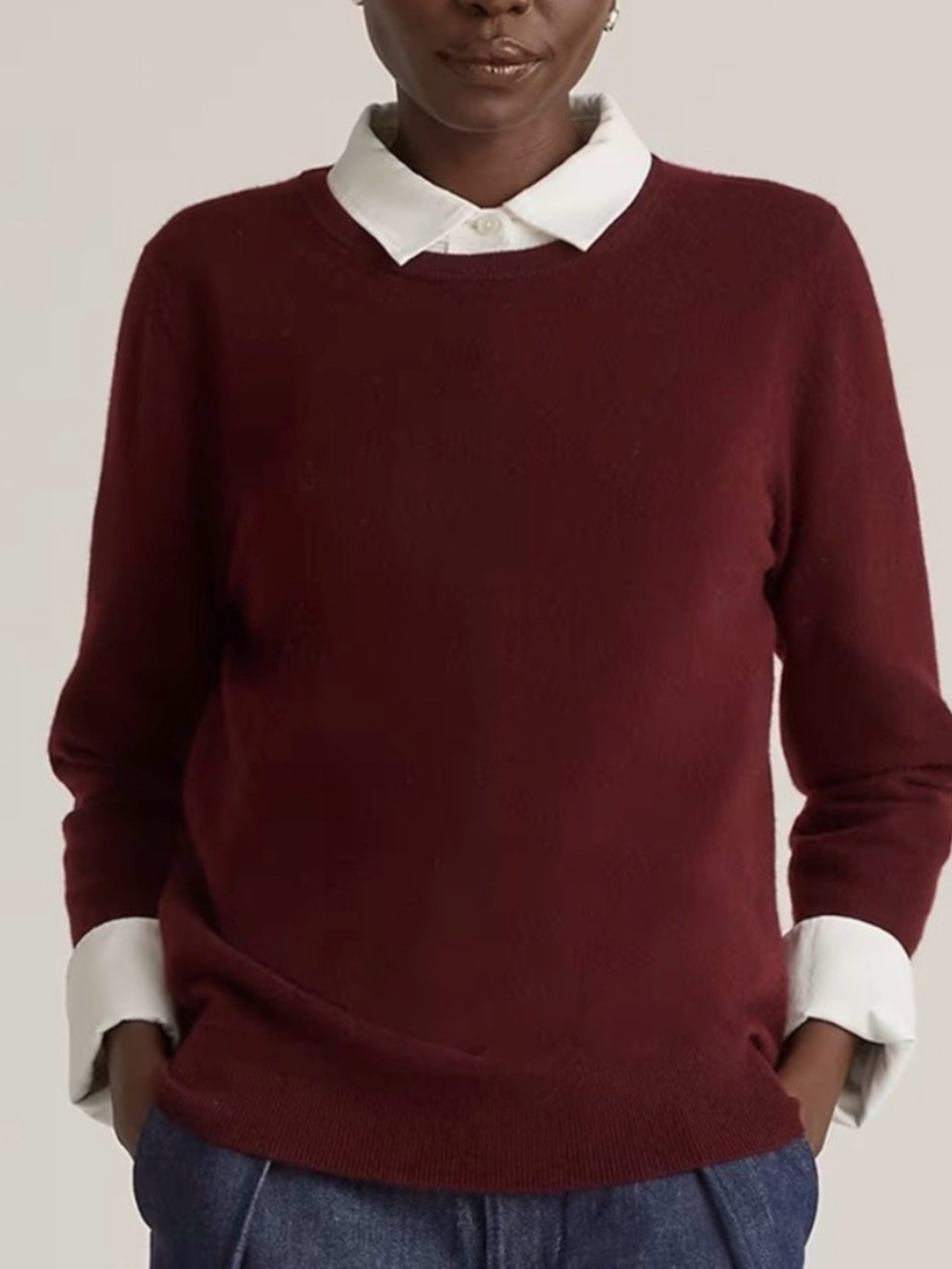 Quince•Mongolian Cashmere Crewneck Sweater in Burgundy•Size M
